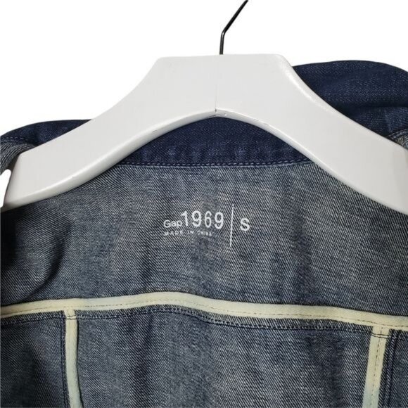 GAP Womens Jacket SZ S Denim Blue Button Long Sleeves Crop Stretchy Y2K 90's - Picture 5 of 10